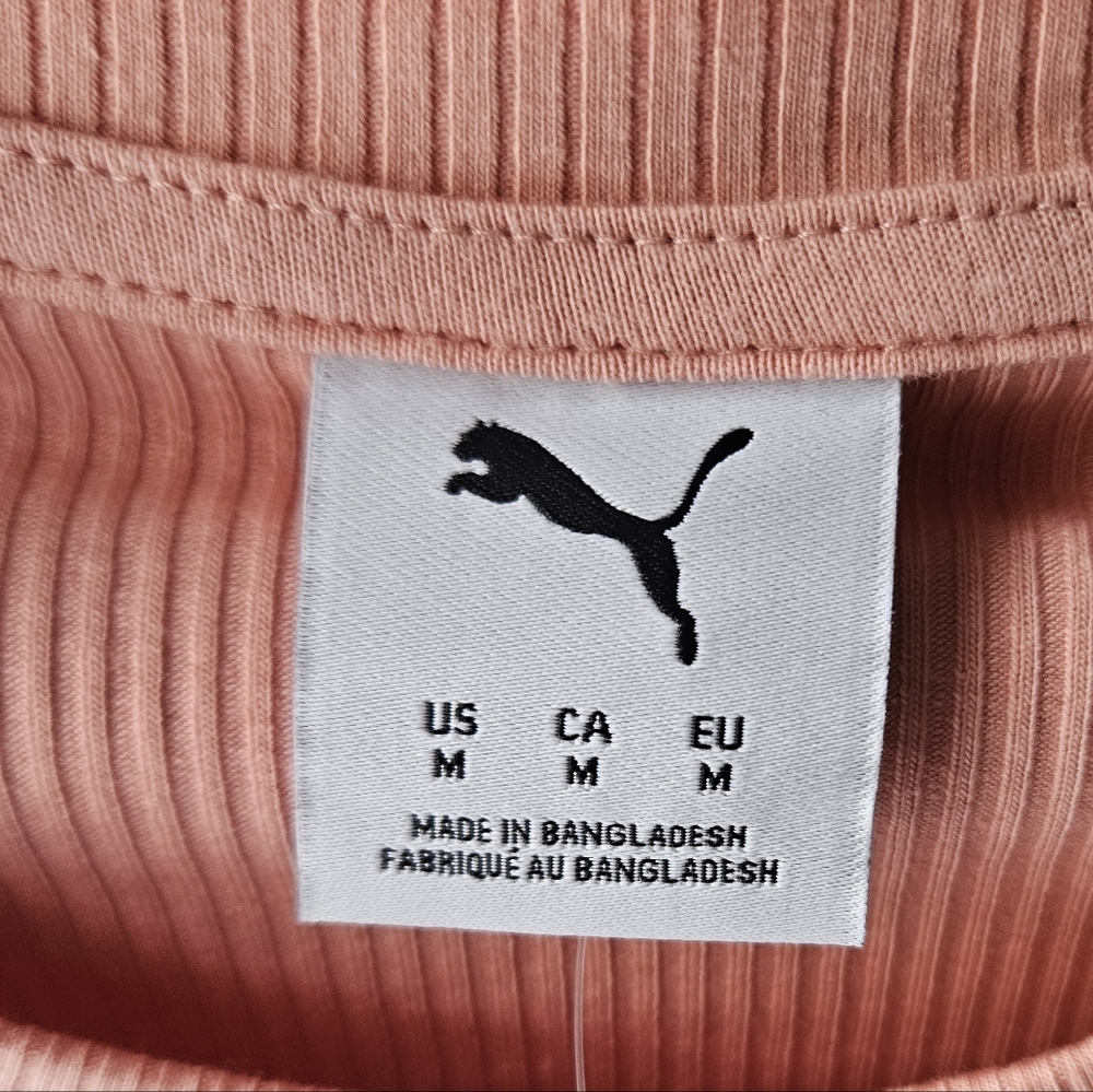 Puma Elevated Essentials Mini Pink Dress Women's Size M Bodycon Ribbed - Picture 5 of 7